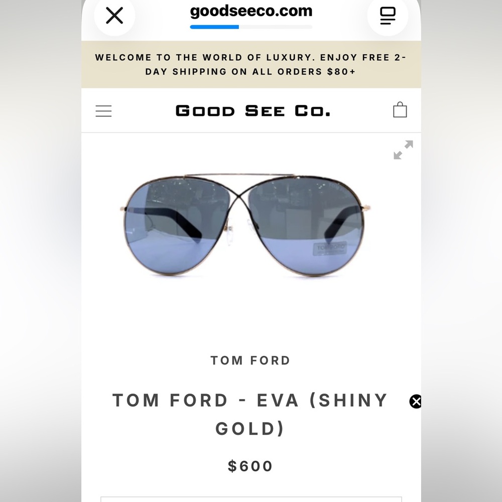 Tom Ford Gold and Blue Aviator Sunglasses